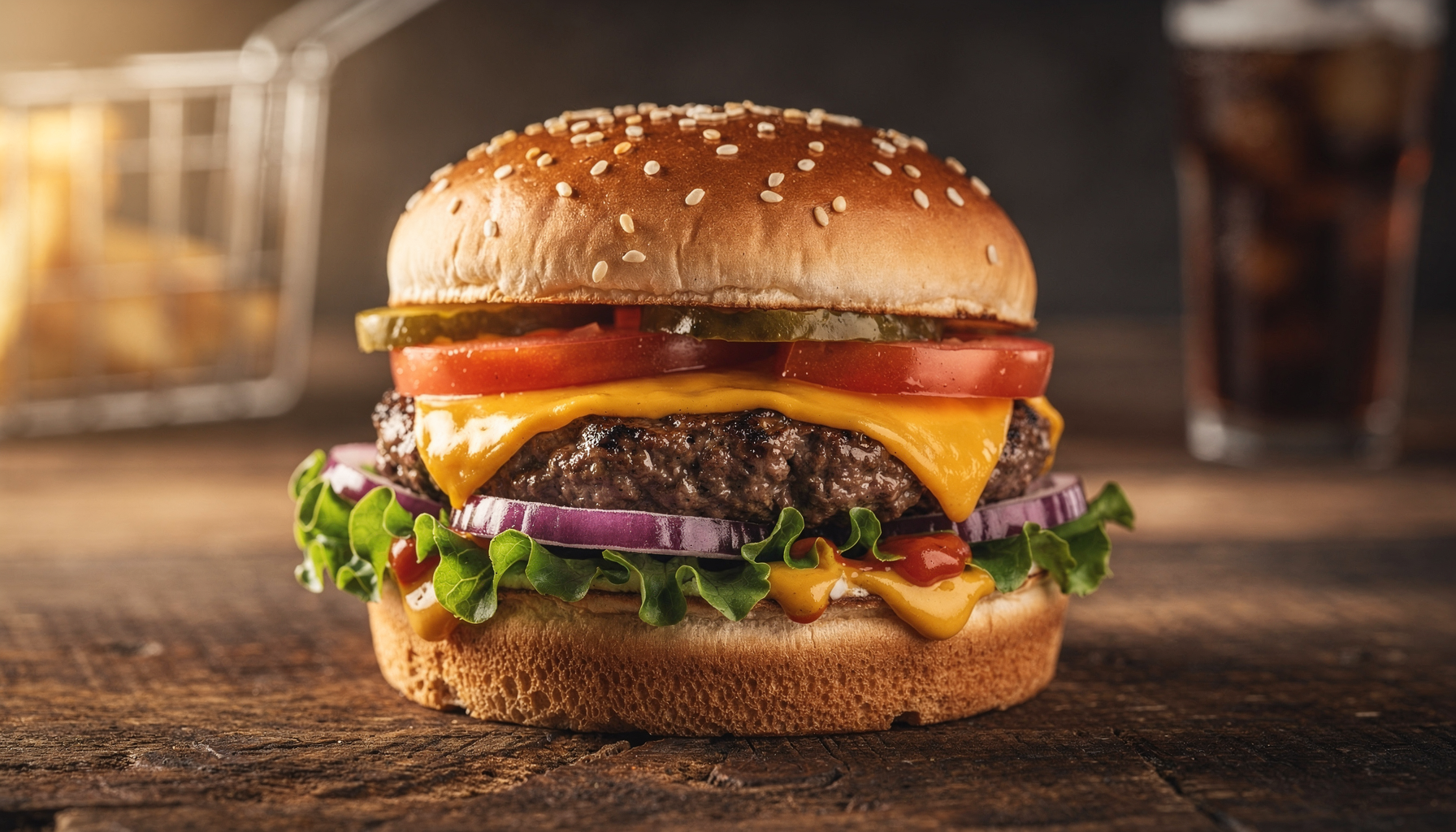 A gourmet cheeseburger